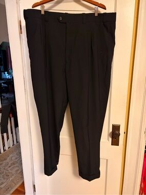 Men's Black Dress Pants — Tailored Trousers with cuff for plus male